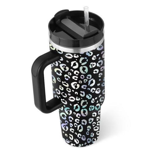 40oz Insulated Stainless Steel Tumbler with Handle and Straw