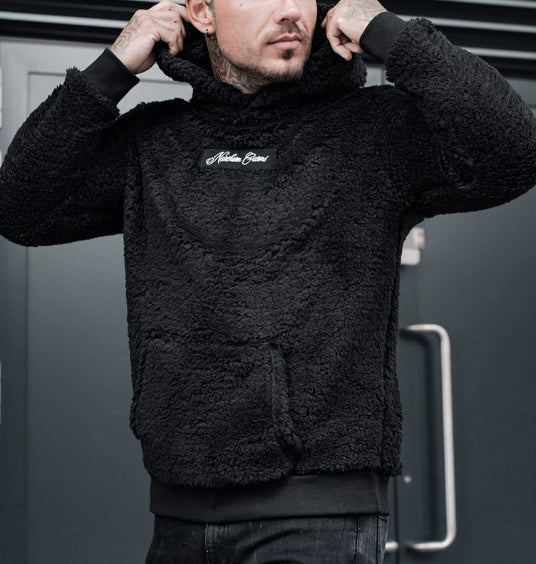 Men’s Plush Hooded Pullover With Big Pocket