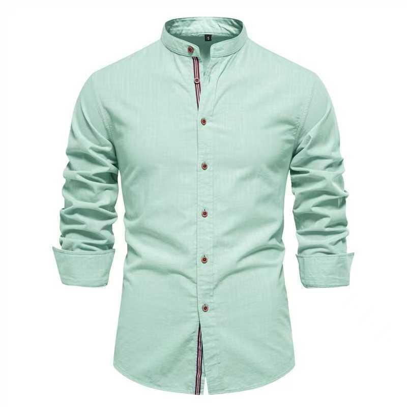 Men’s Solid Color Long-Sleeve Casual Shirt