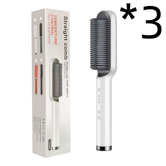 2-in-1 Hair Straightener & Curler – Electric Hot Comb Brush