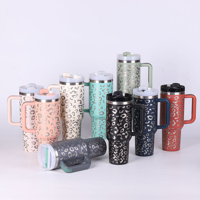 40oz Insulated Stainless Steel Tumbler with Handle and Straw
