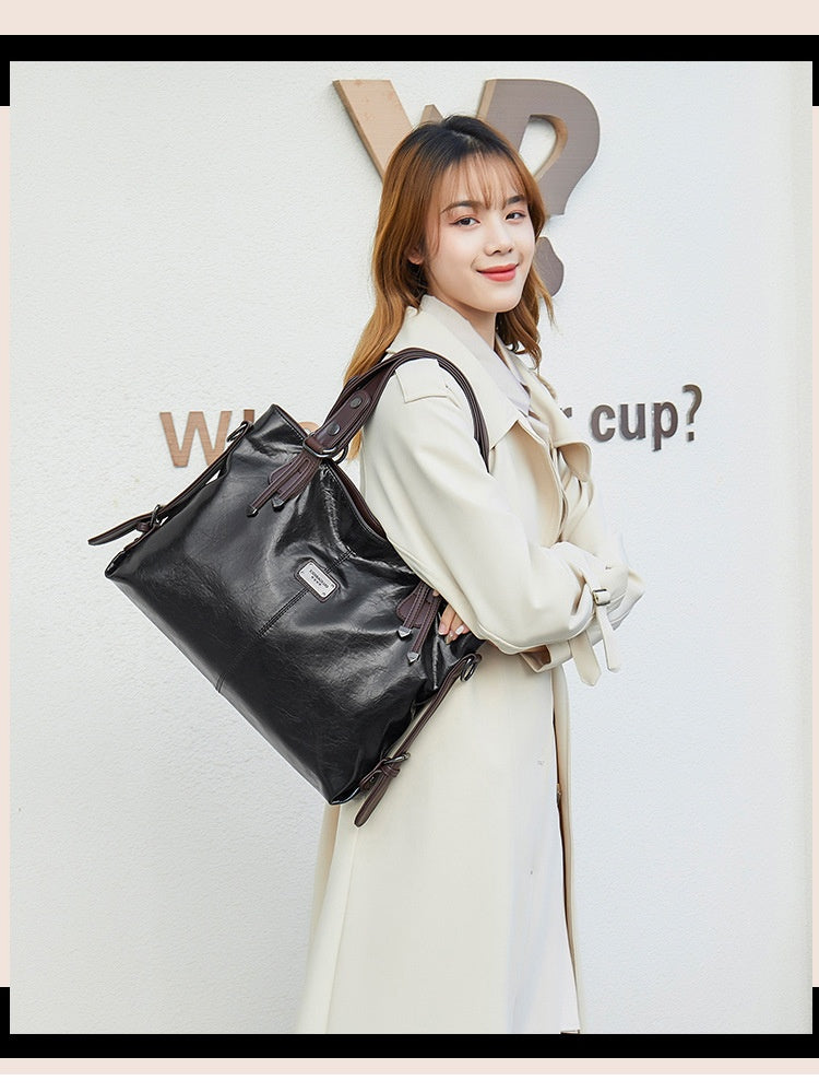 Retro Soft Leather Large Capacity Tote & Crossbody