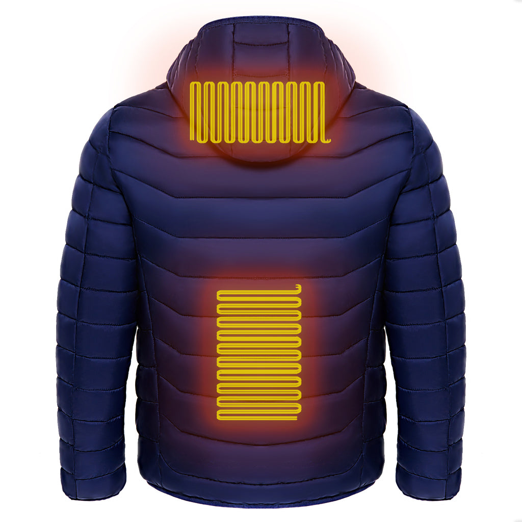 Men’s Heated Puffer Jacket Electric Insulated Hood Windbreaker