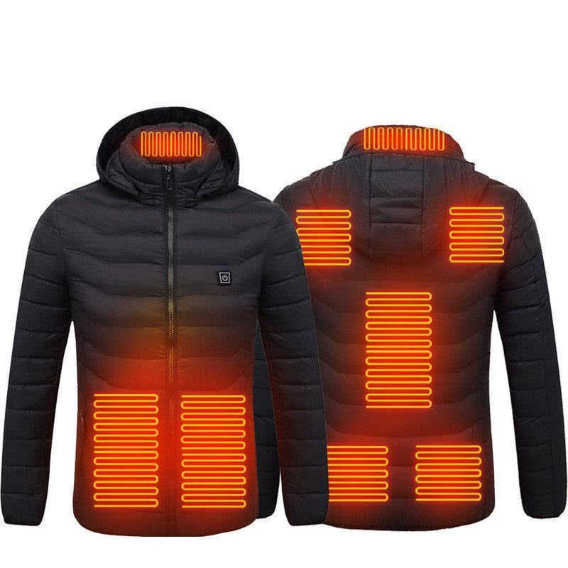 Men’s Heated Puffer Jacket Electric Insulated Hood Windbreaker