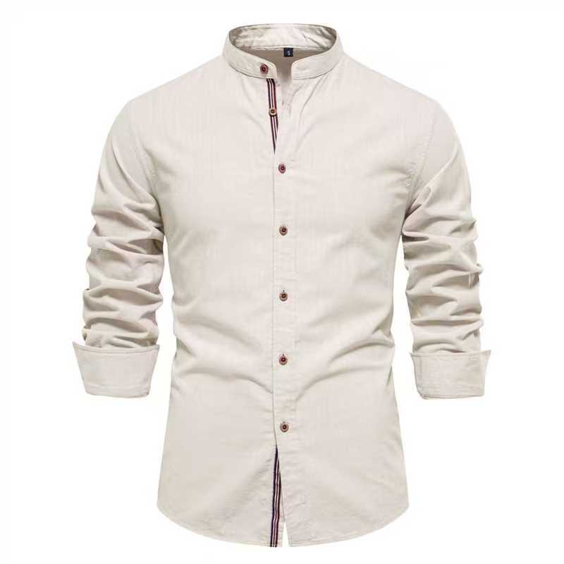 Men’s Solid Color Long-Sleeve Casual Shirt