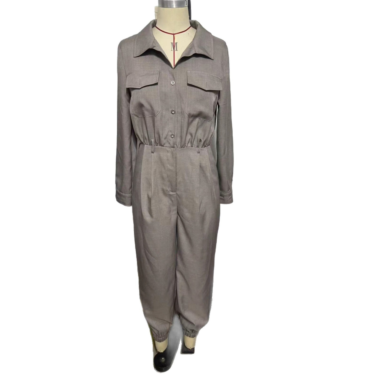 Women’s Long-Sleeved Lapel Jumpsuit Elegant & Trend