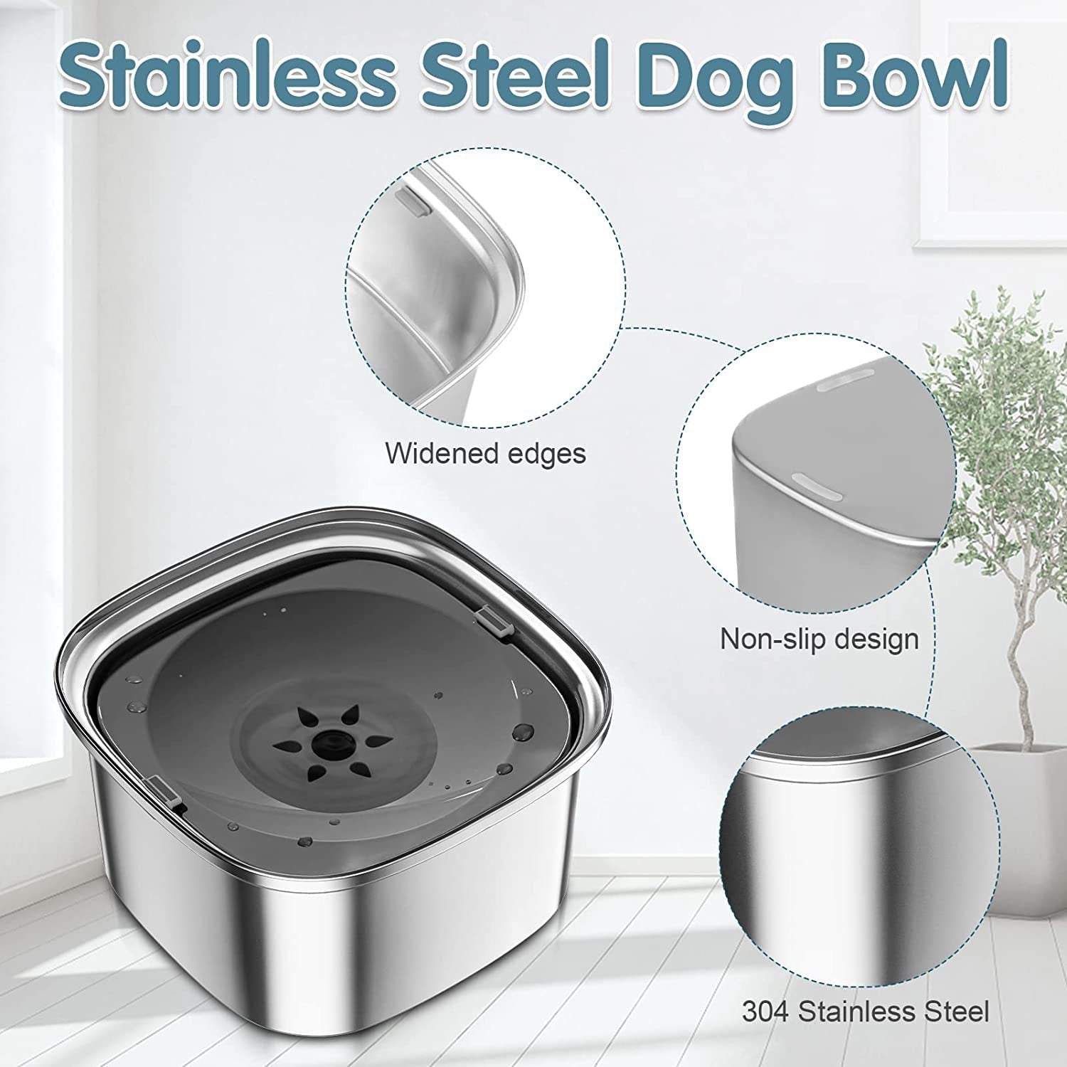 Pet Stainless Steel Water Bowl Large Capacity Floating Design
