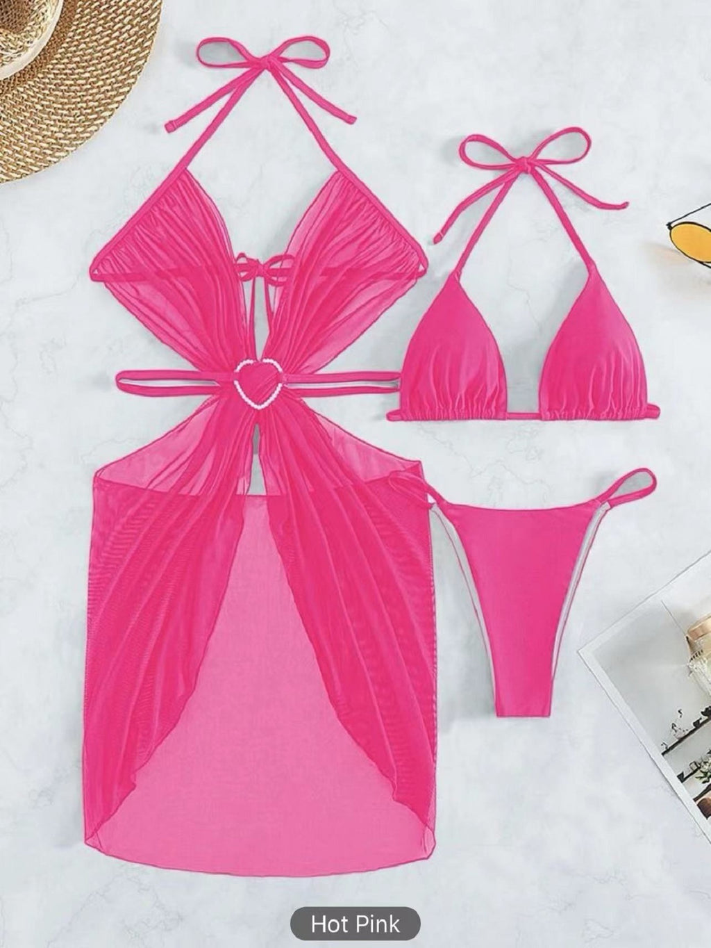 Summer Glow 3-Piece Halter Bikini Set – Elegance Meets the Beach