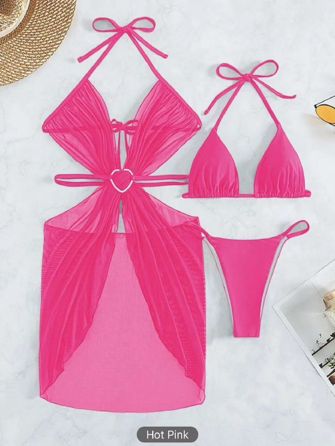 Summer Glow 3-Piece Halter Bikini Set – Elegance Meets the Beach