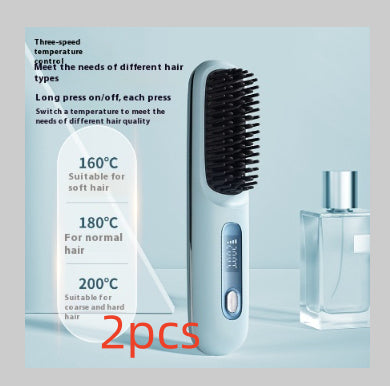 2-in-1 Wireless Hair Straightener – Fast Heating Comb & Curler