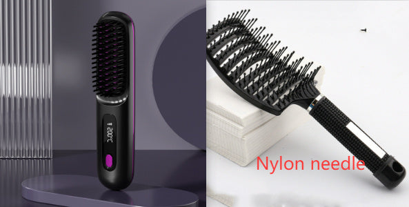 2-in-1 Wireless Hair Straightener – Fast Heating Comb & Curler