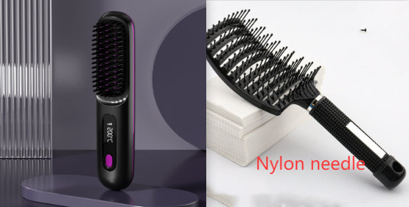 2-in-1 Wireless Hair Straightener – Fast Heating Comb & Curler