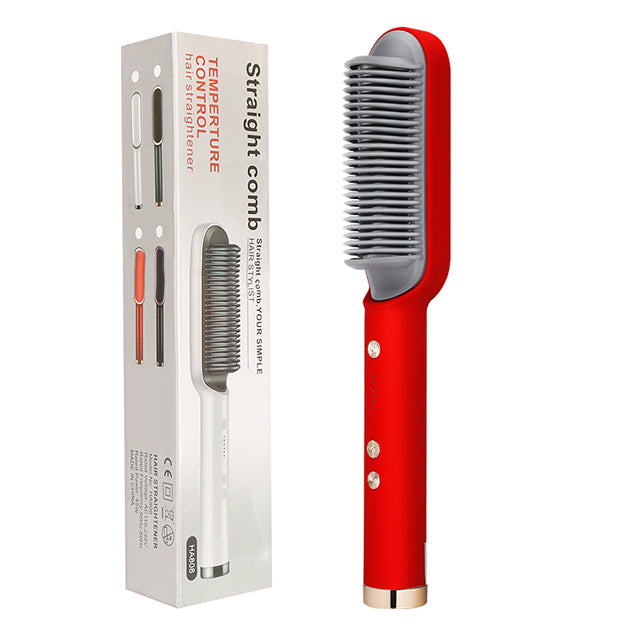 2-in-1 Hair Straightener & Curler – Electric Hot Comb Brush