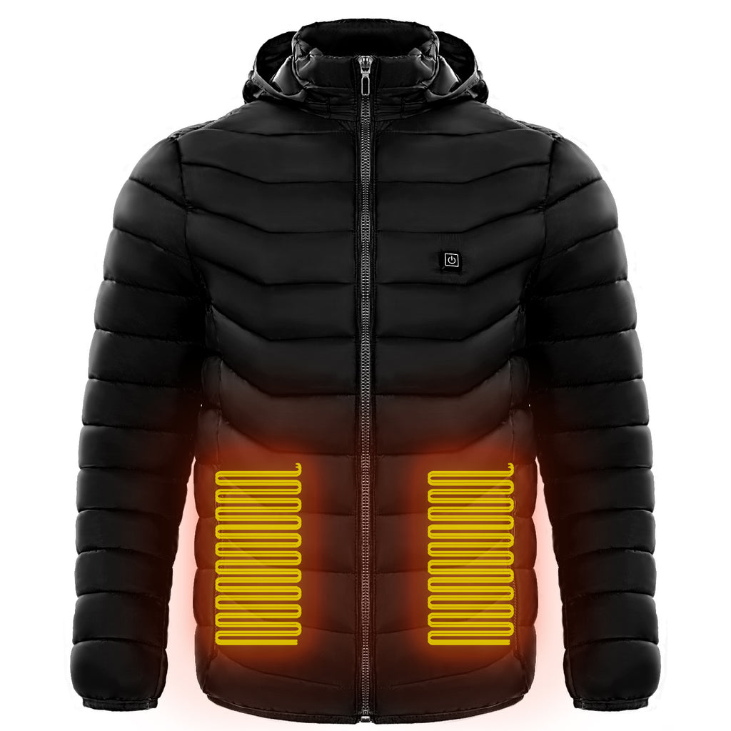 Men’s Heated Puffer Jacket Electric Insulated Hood Windbreaker