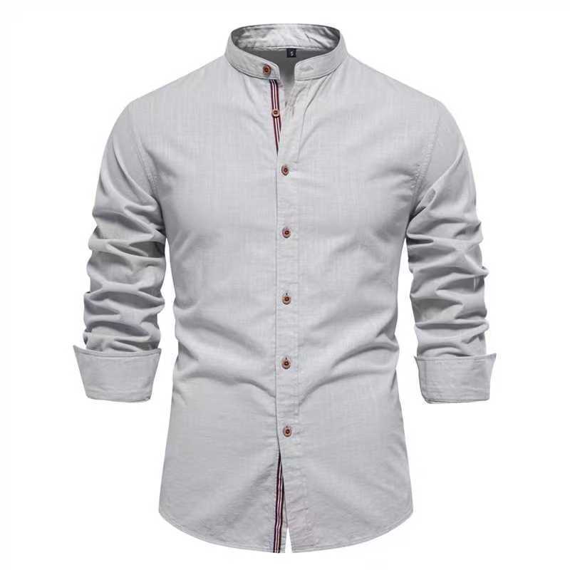 Men’s Solid Color Long-Sleeve Casual Shirt
