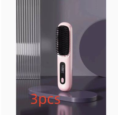 2-in-1 Wireless Hair Straightener – Fast Heating Comb & Curler