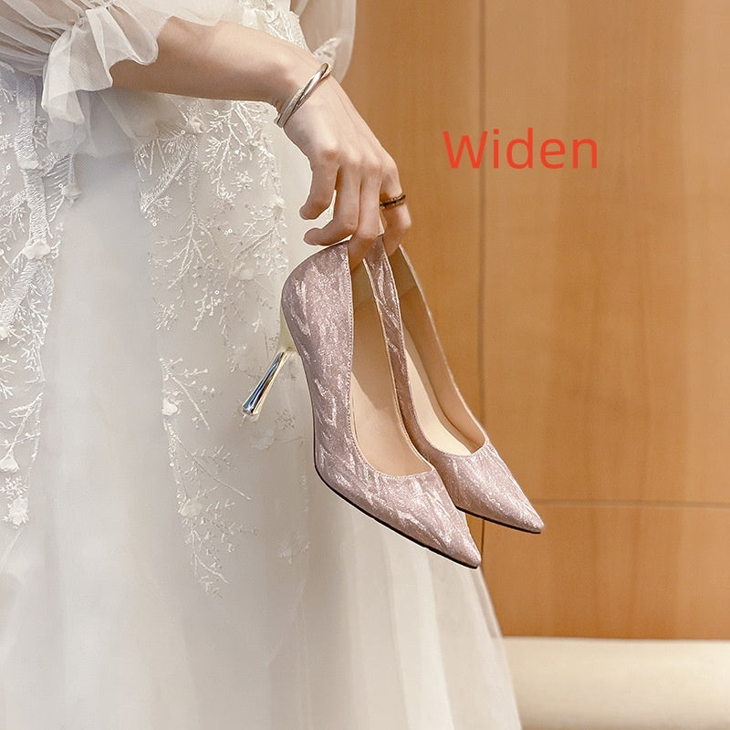 Women’s High Heel Stiletto Shoes Large Size Champagne Bridal