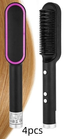 2-in-1 Hair Straightener & Curler – Electric Hot Comb Brush
