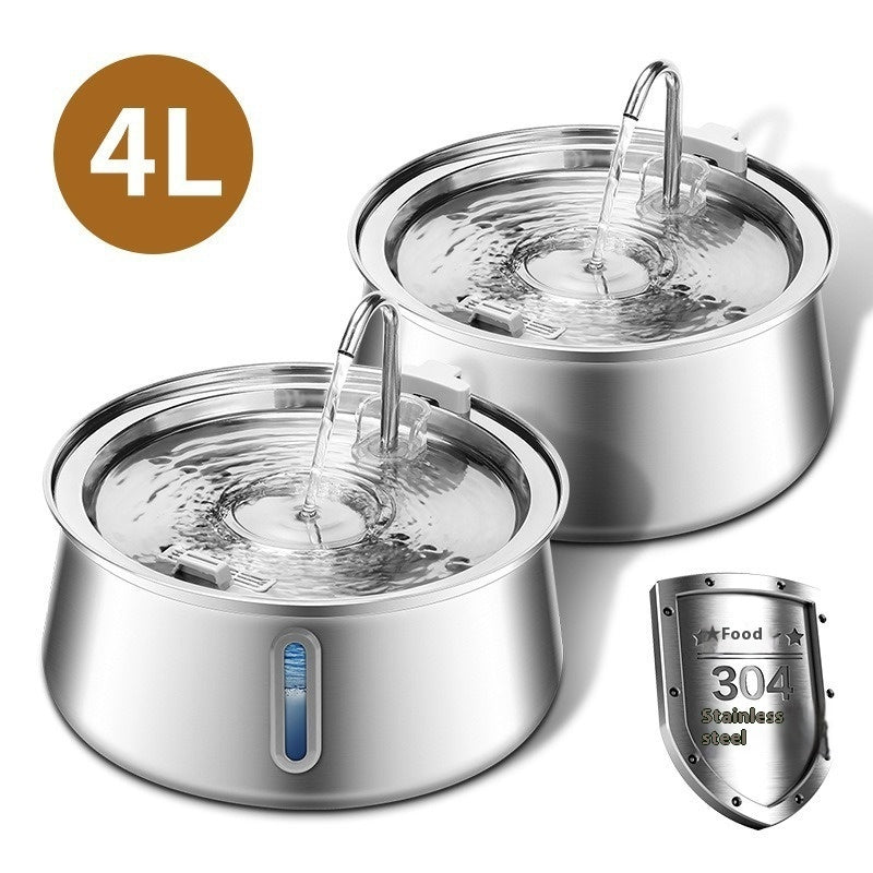 4L Large-Capacity Stainless Steel Pet Water Dispenser
