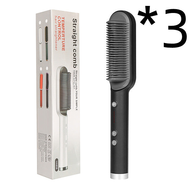 2-in-1 Hair Straightener & Curler – Electric Hot Comb Brush