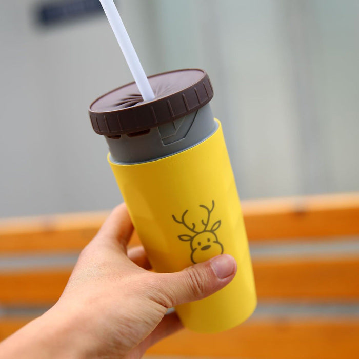 Double Insulated Travel Cup – Portable No-Cover Tumbler with Straw