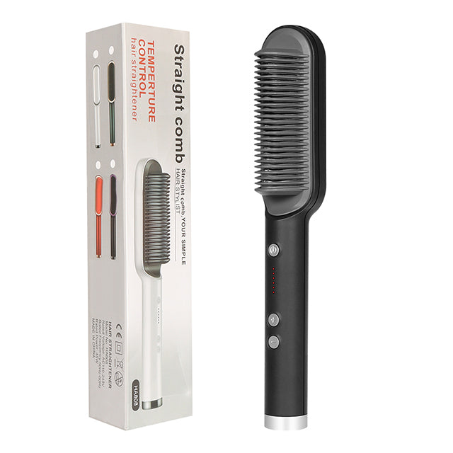 2-in-1 Hair Straightener & Curler – Electric Hot Comb Brush
