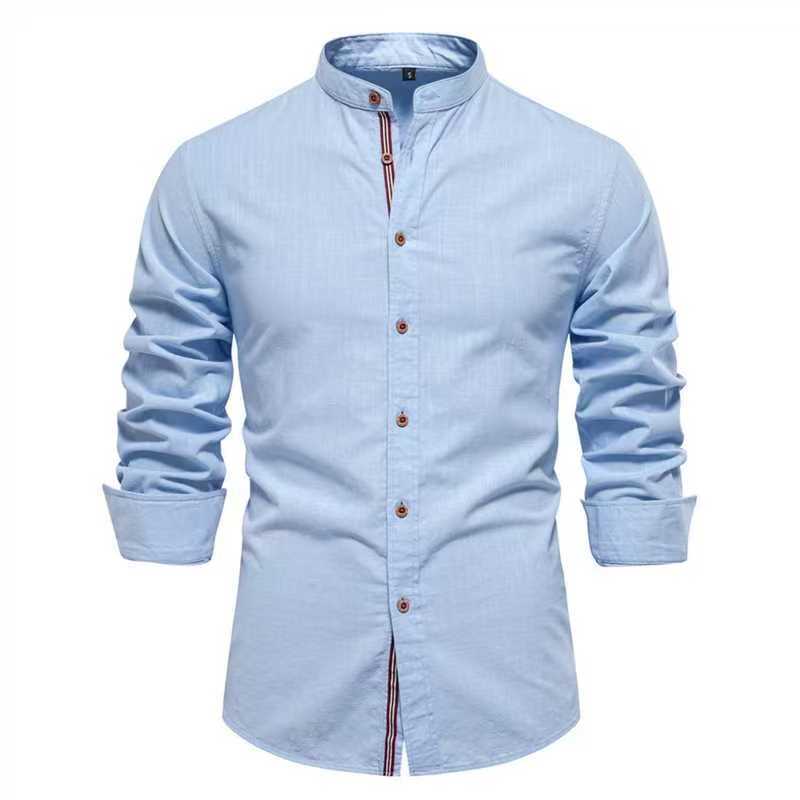 Men’s Solid Color Long-Sleeve Casual Shirt