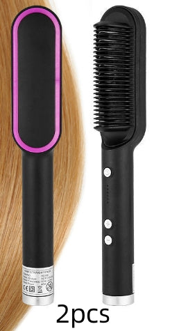 2-in-1 Hair Straightener & Curler – Electric Hot Comb Brush