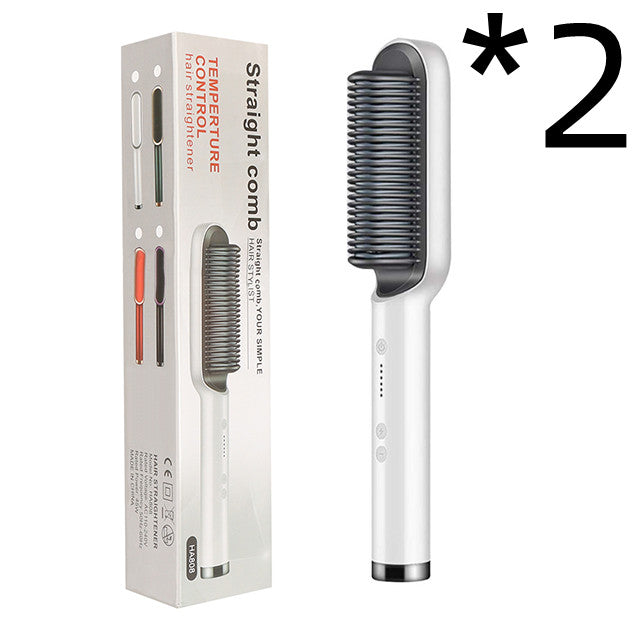 2-in-1 Hair Straightener & Curler – Electric Hot Comb Brush
