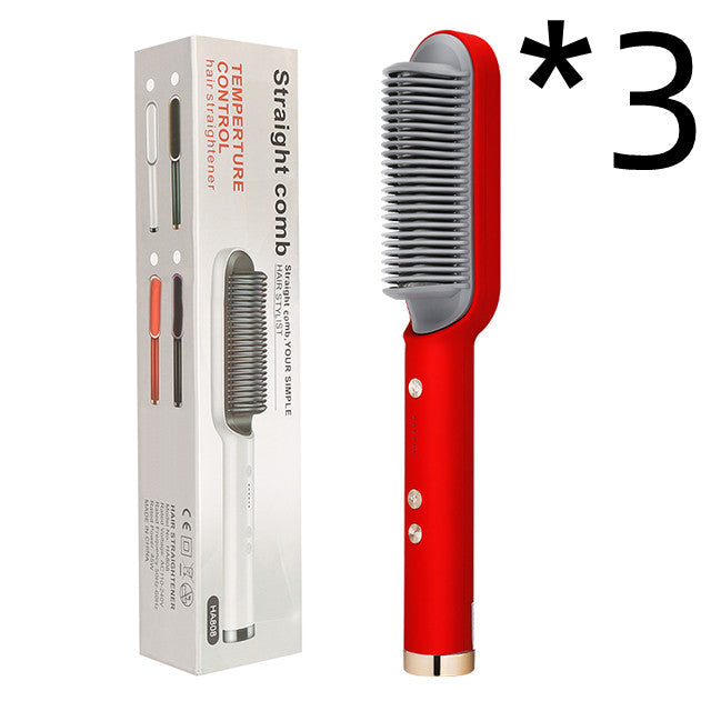 2-in-1 Hair Straightener & Curler – Electric Hot Comb Brush