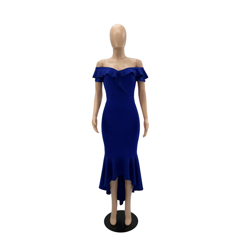 Women's Slim Fit Ruffled Summer Irregular Dress