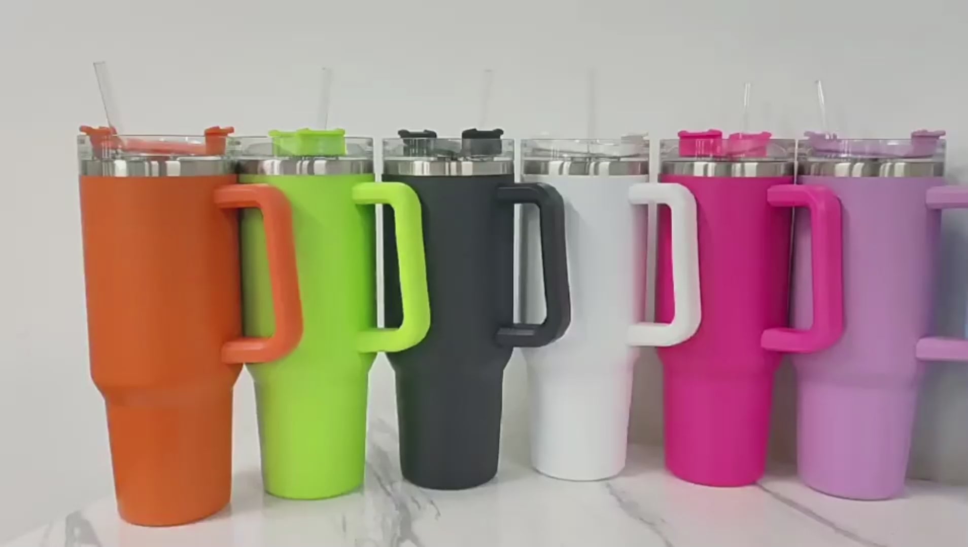 40oz Insulated Stainless Steel Tumbler with Handle and Straw