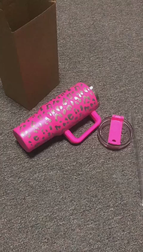 40oz Insulated Stainless Steel Tumbler with Handle and Straw