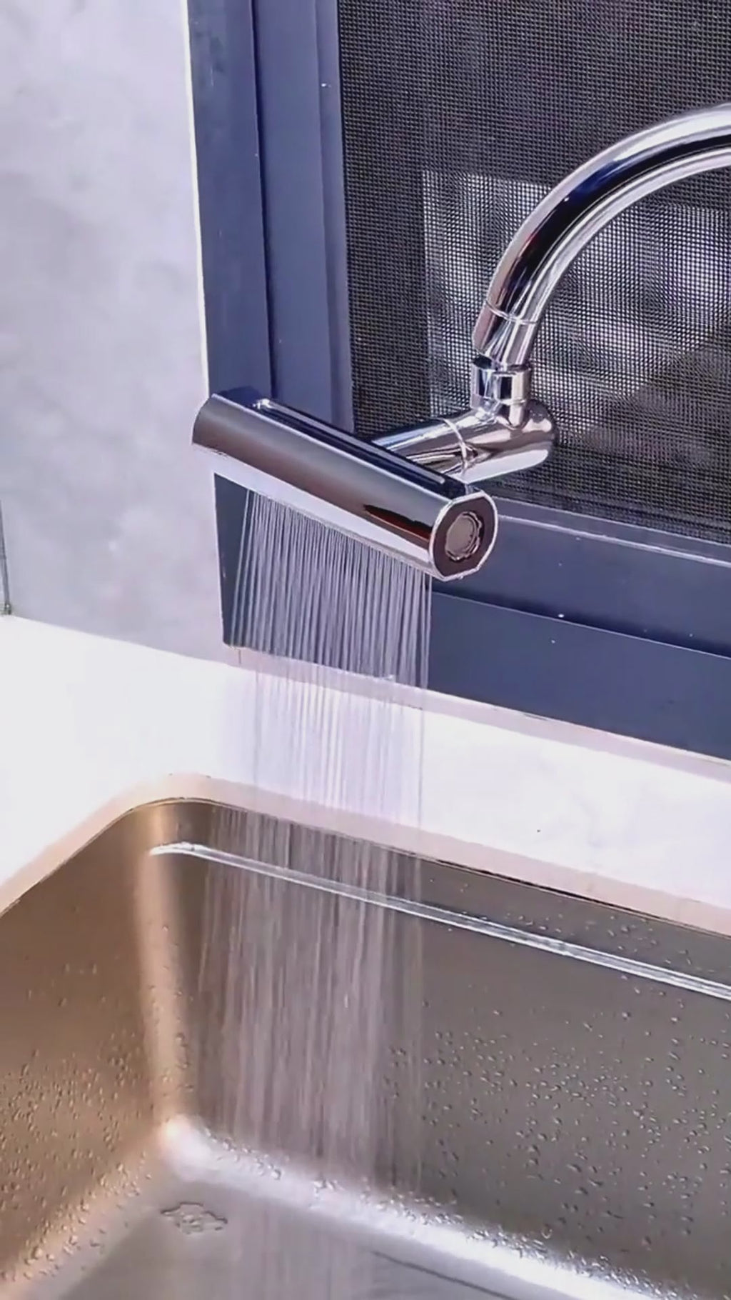 Rotating Splash-Proof Waterfall Faucet Nozzle for Kitchen Sink